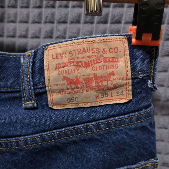 Levis 550 Relaxed Baggy Jeans 38x34 Mens High Rise Dark Wash Workwear Western - Picture 14 of 16